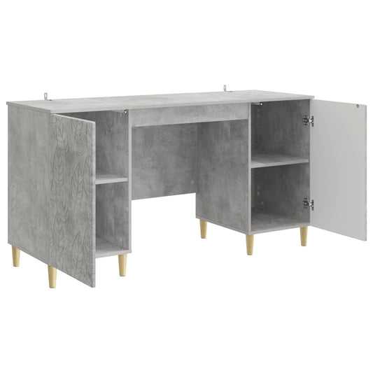 vidaXL Desk Concrete Grey Engineered Wood 142.5 x 50 x 75 cm