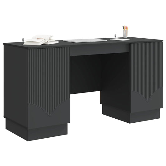 vidaXL Desk with Shelf Black 142.5 x 50 x 75 cm Engineered Wood
