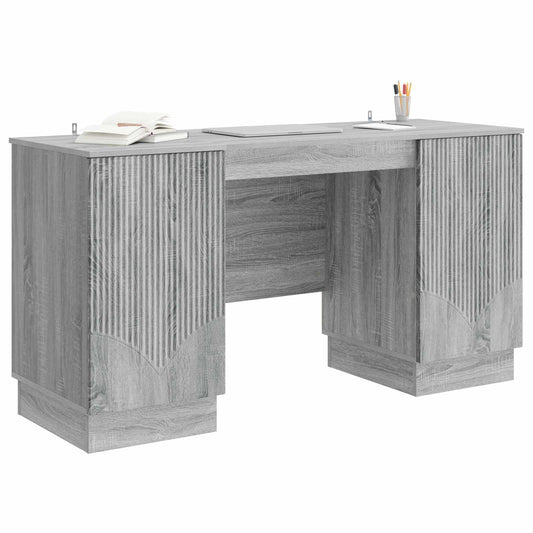 vidaXL Desk with Shelf Grey Sonoma 142.5 x 50 x 75 cm Engineered Wood