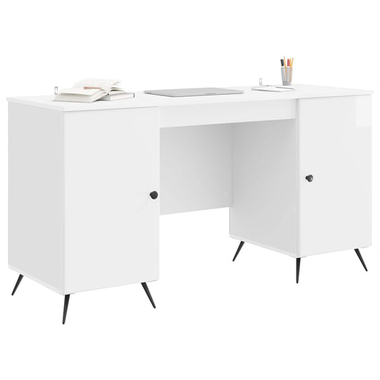vidaXL Desk High Gloss White 142.5 x 50 x 75 cm Engineered Wood