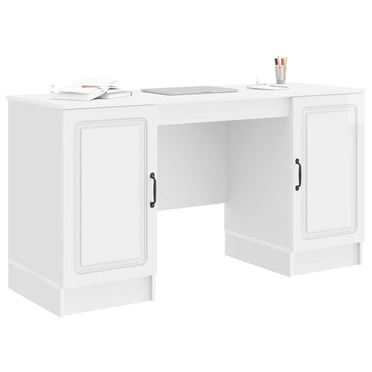 vidaXL Desk High Gloss White 142.5 x 50 x 75 cm Engineered Wood