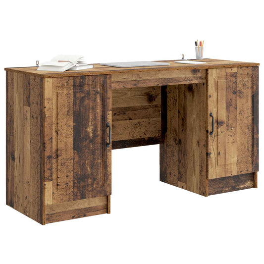 vidaXL Desk with Shelf Old Wood 142.5 x 50 x 75 cm Engineered Wood
