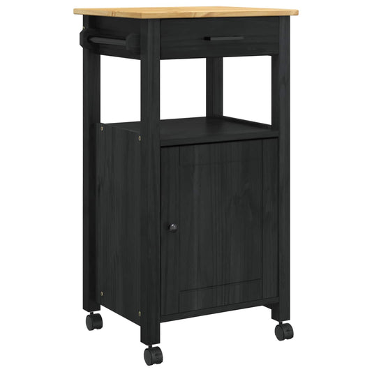 vidaXL Kitchen Trolley MONZA Black 48 x 40 x 88.5 cm Solid Pine Wood
