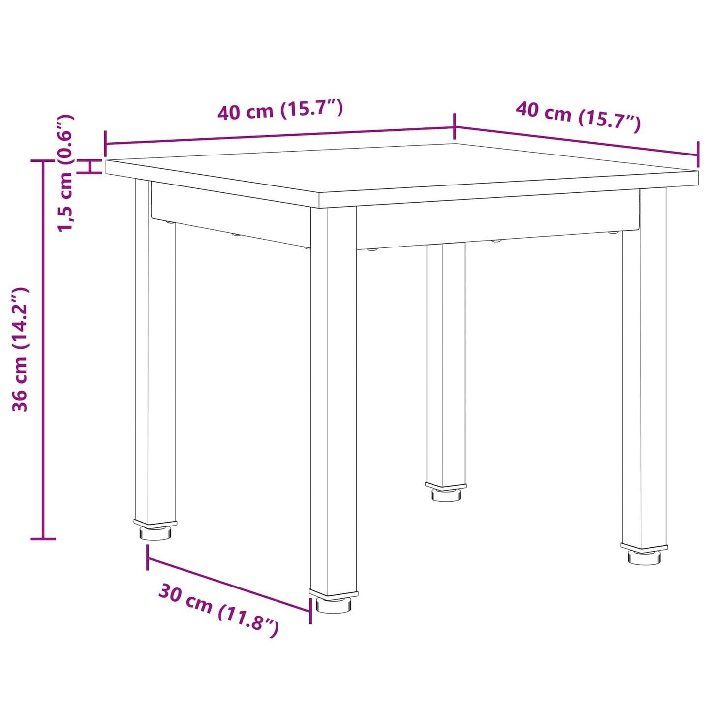 vidaXL Coffee Table White 40 x 40 x 36 cm Solid Pine Wood