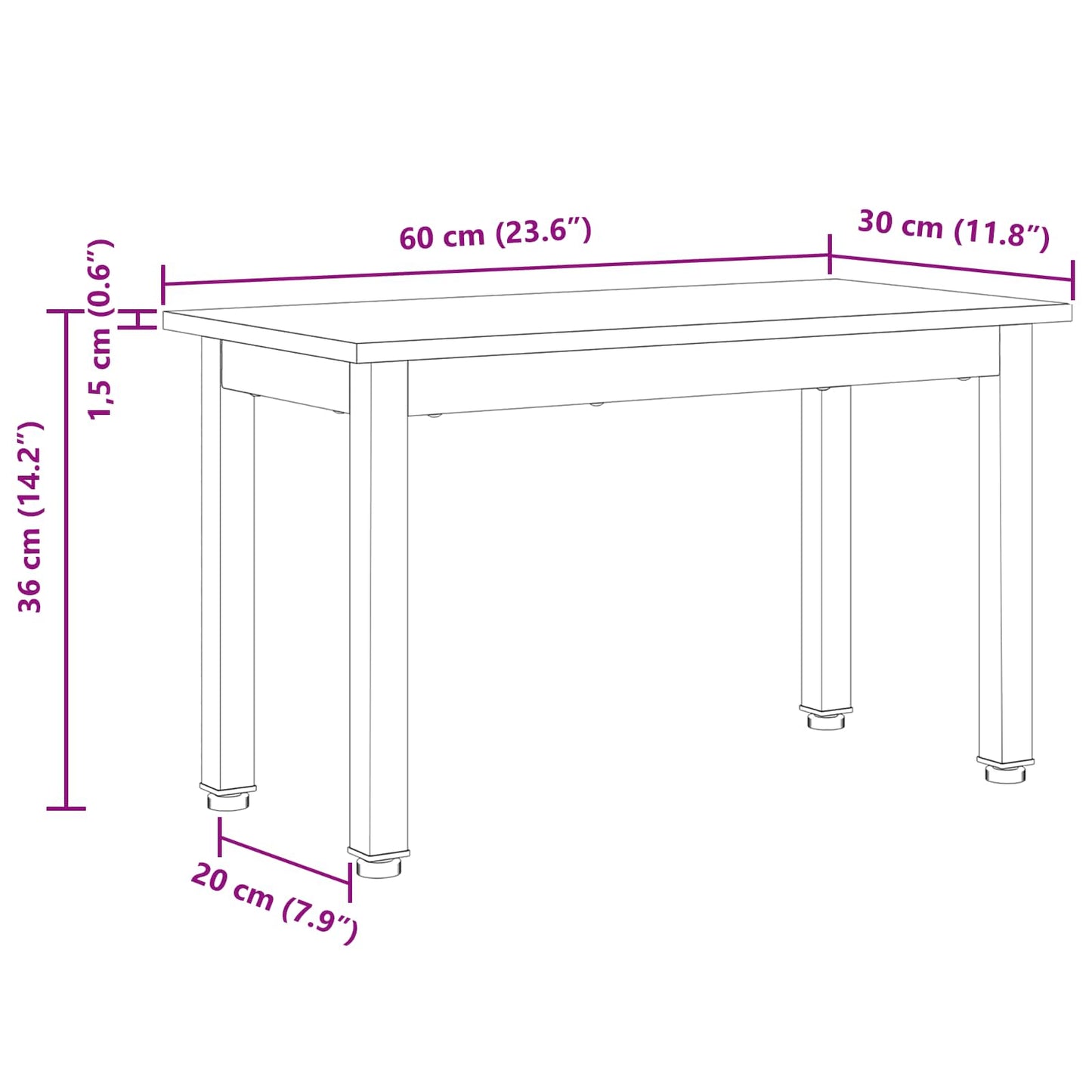 vidaXL Coffee Table White 60 x 30 x 36 cm Solid Pine Wood