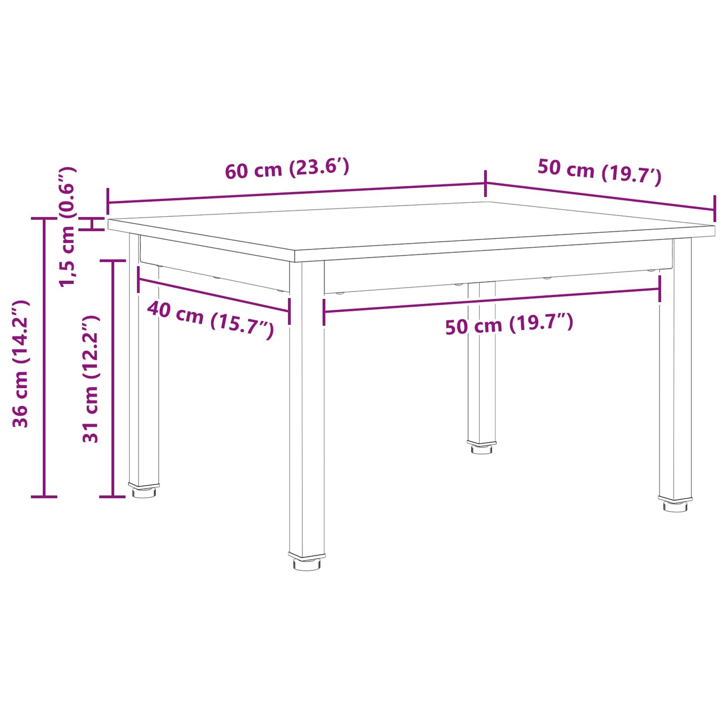 vidaXL Coffee Table Natural 60 x 50 x 36 cm Solid Pine Wood