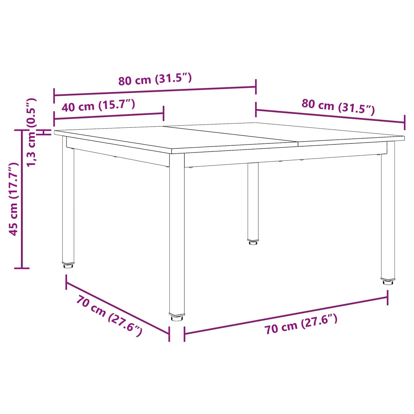 vidaXL Coffee Table White 80 x 80 x 45 cm Solid Pine Wood