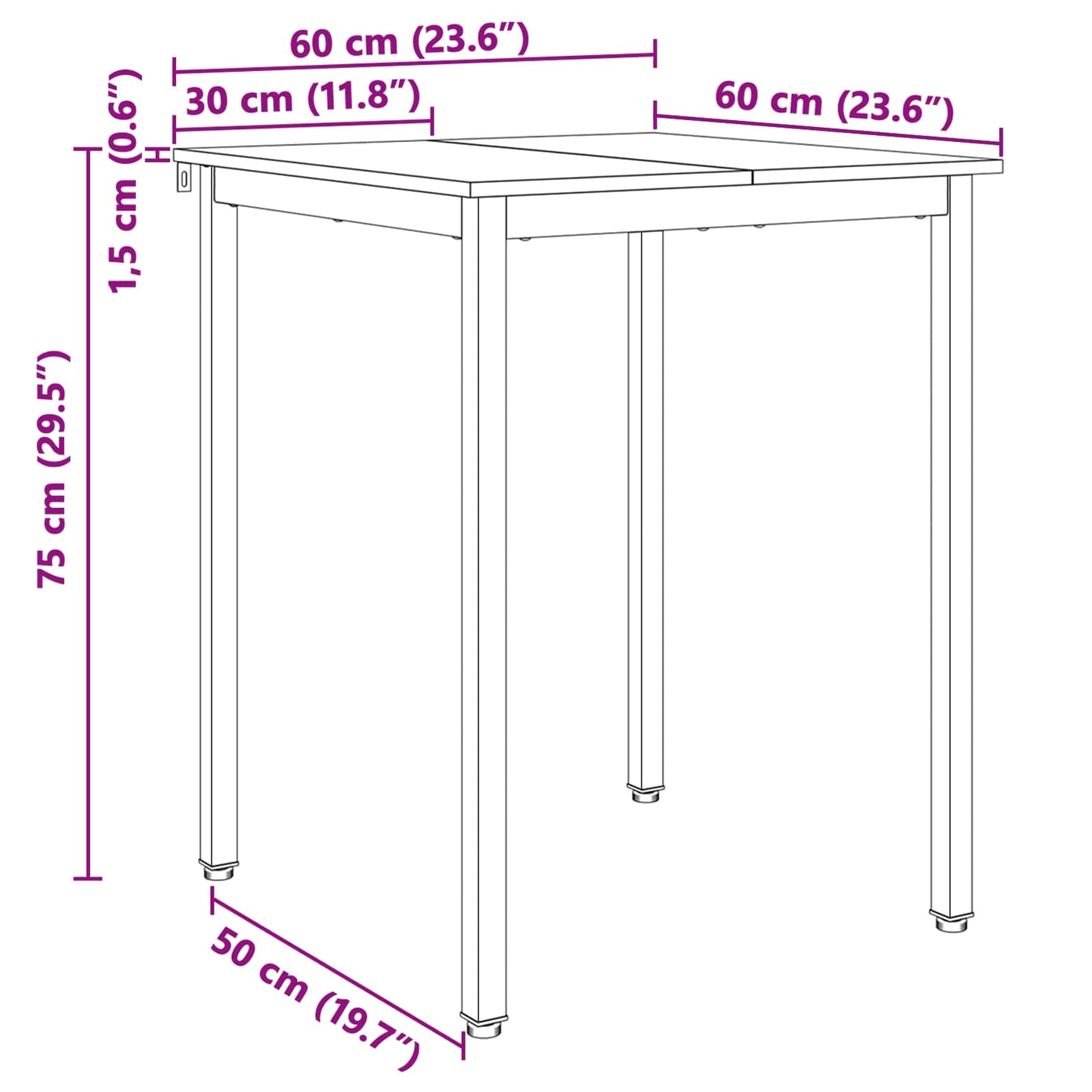 vidaXL Dining Table White 60 x 60 x 75 cm Solid Pine Wood