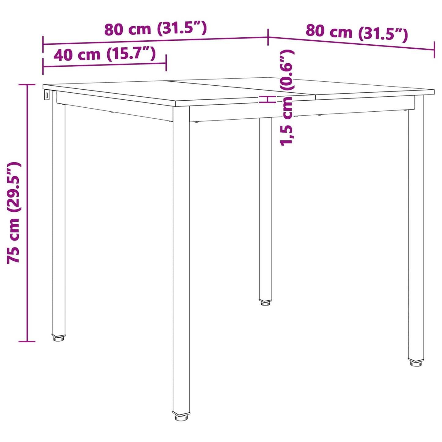 vidaXL Dining Table White 80 x 80 x 75 cm Solid Pine Wood