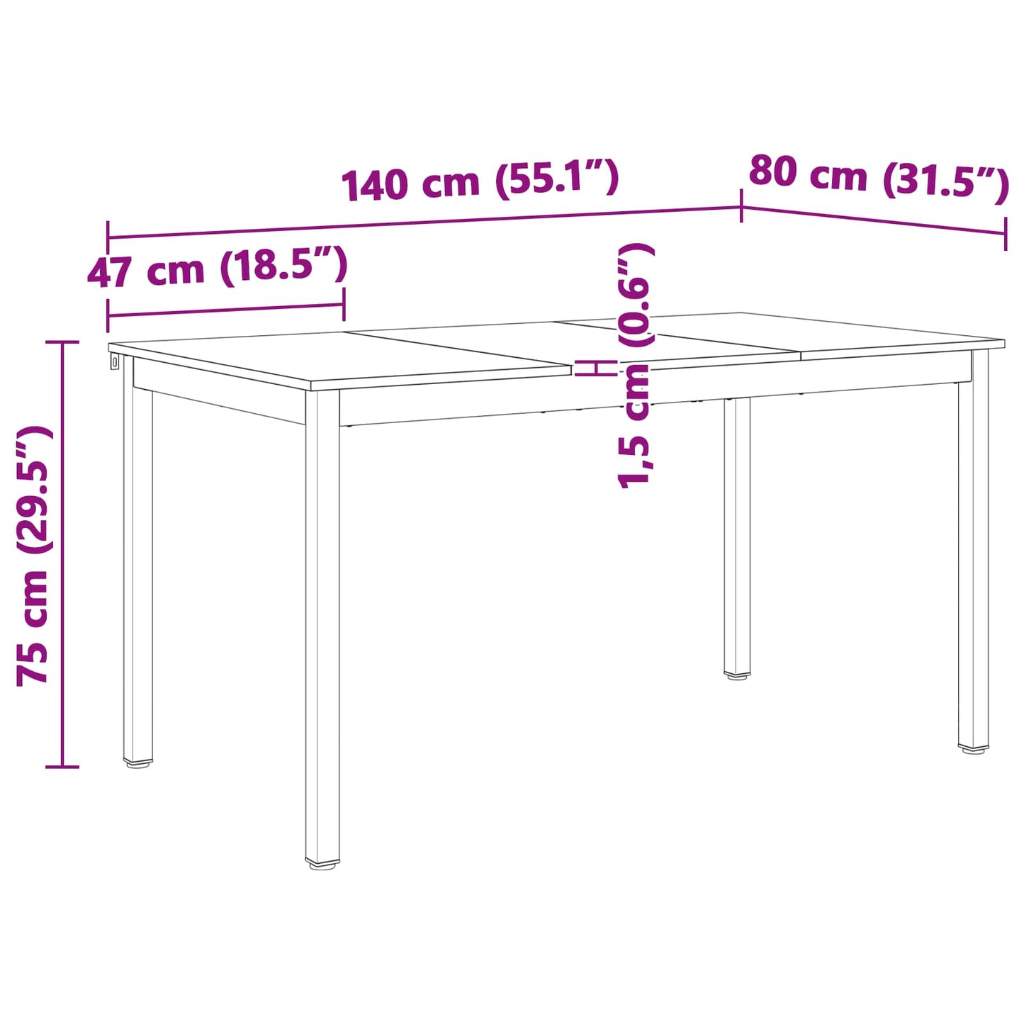 vidaXL Dining Table Natural 140 x 80 x 75 cm Solid Pine Wood
