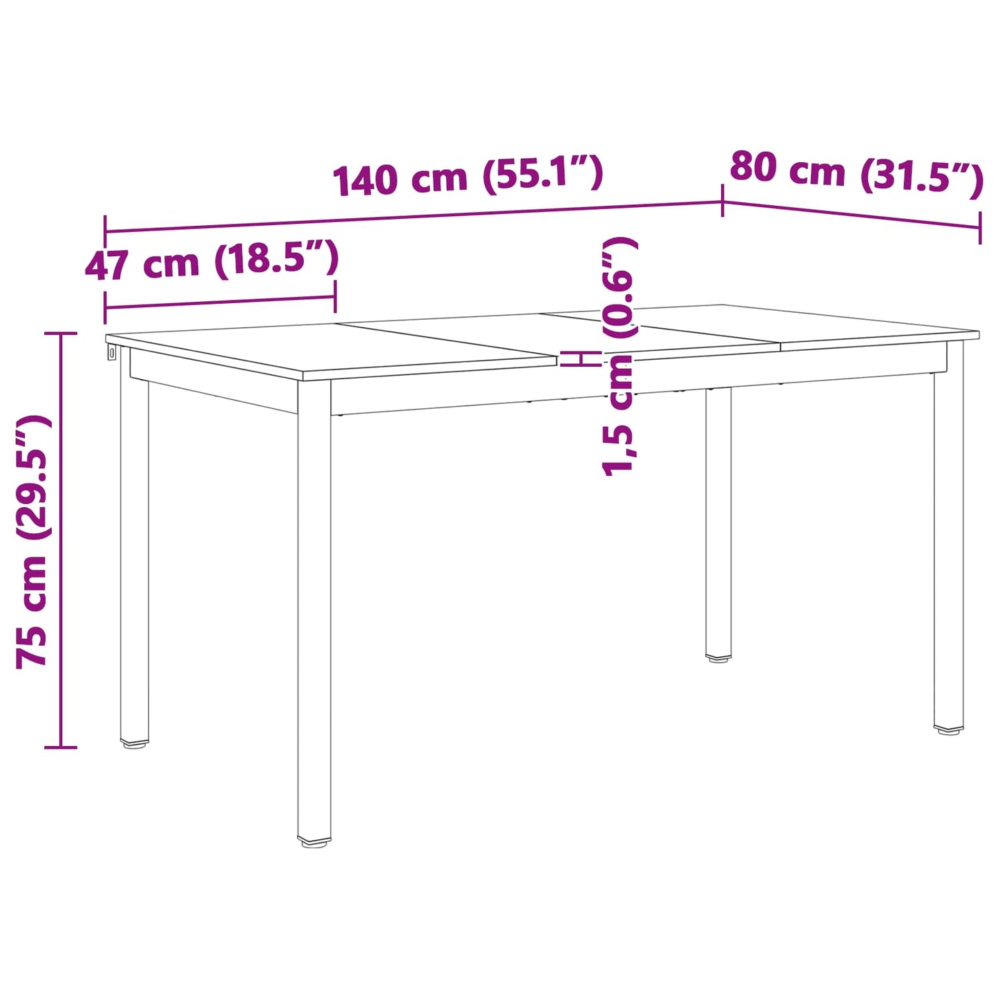 vidaXL Dining Table White 140 x 80 x 75 cm Solid Pine Wood