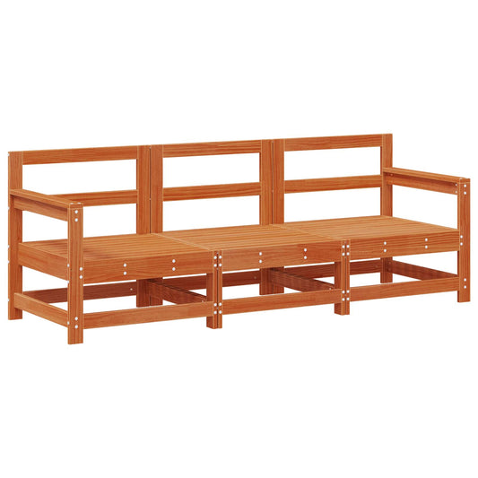 vidaXL Sectional Sofa Units 3 Piece Wax Brown Solid Pine Wood