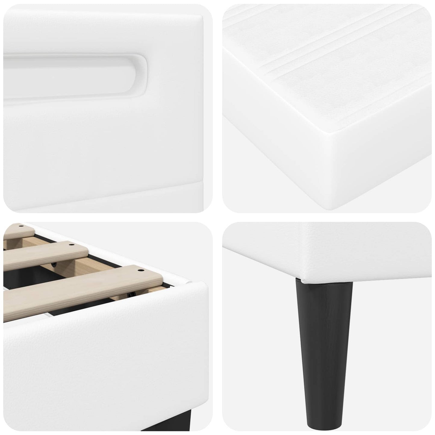 vidaXL Bed Frame with LED Strip Lights White 180 x 200 cm Faux Leather