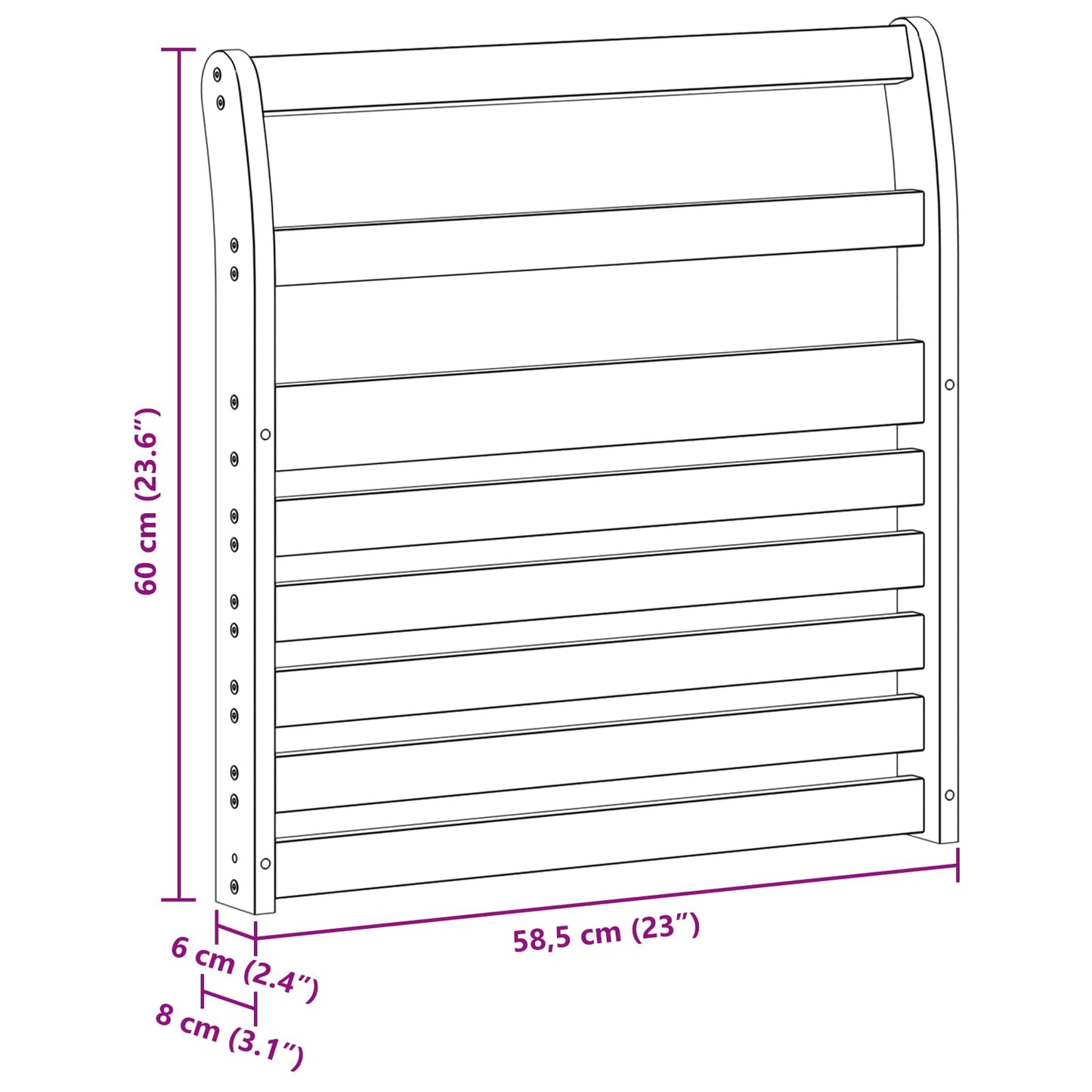 vidaXL Armrests Module 2 pcs White 58.5 x 8 x 60 cm Solid Acacia Wood