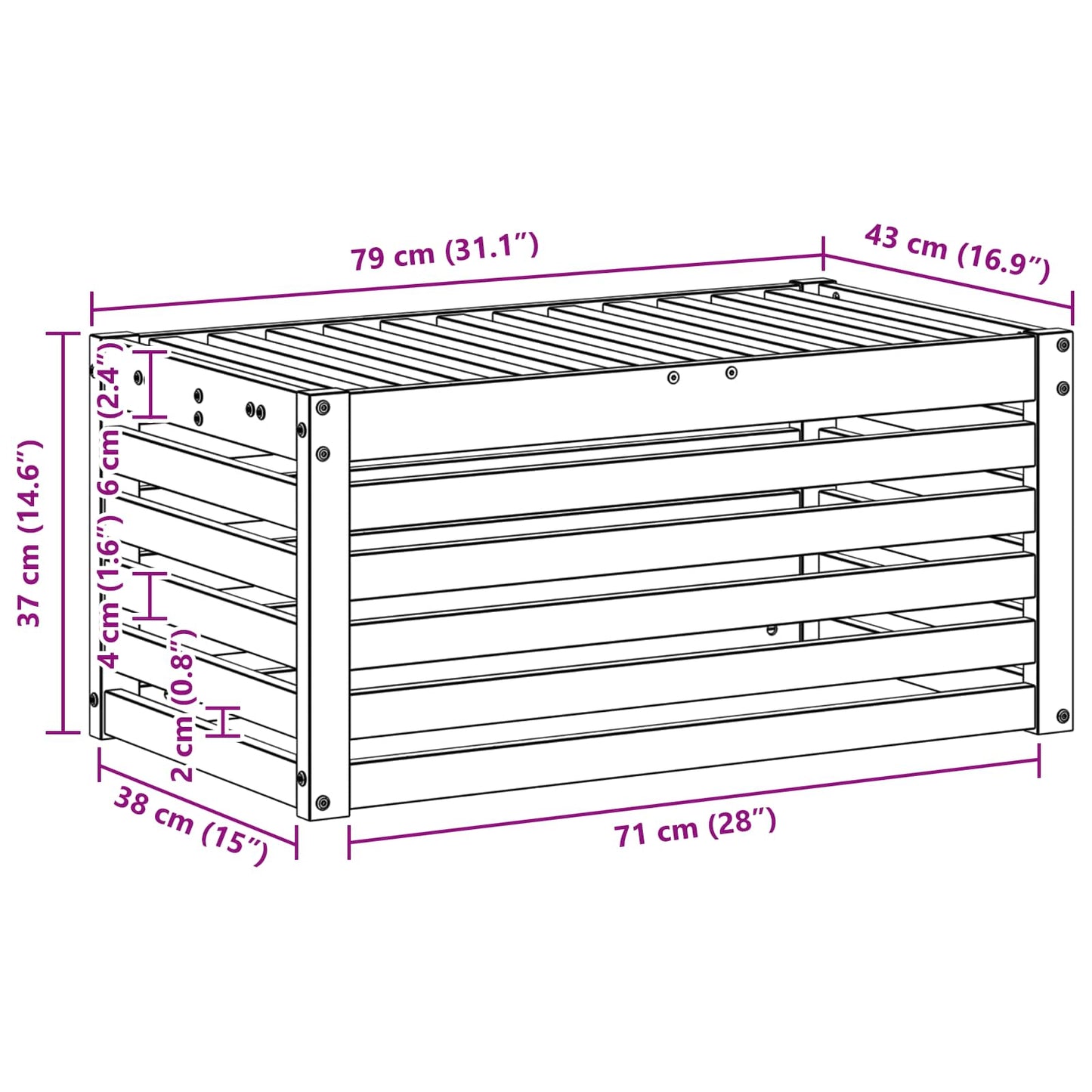 vidaXL Outdoor Stool Bench White 79 x 43 x 37 cm Solid Acacia Wood