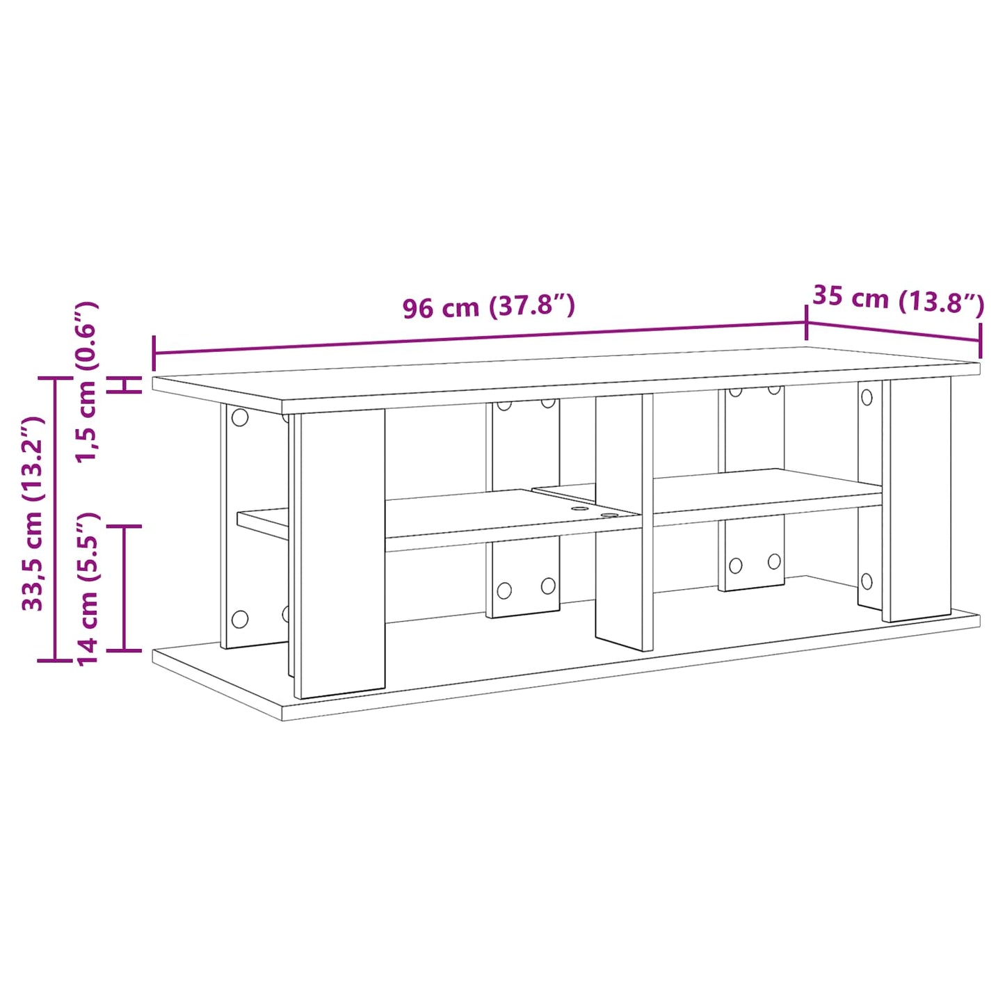 vidaXL TV stand Smoked Oak 96 x 35 x 33.5 cm