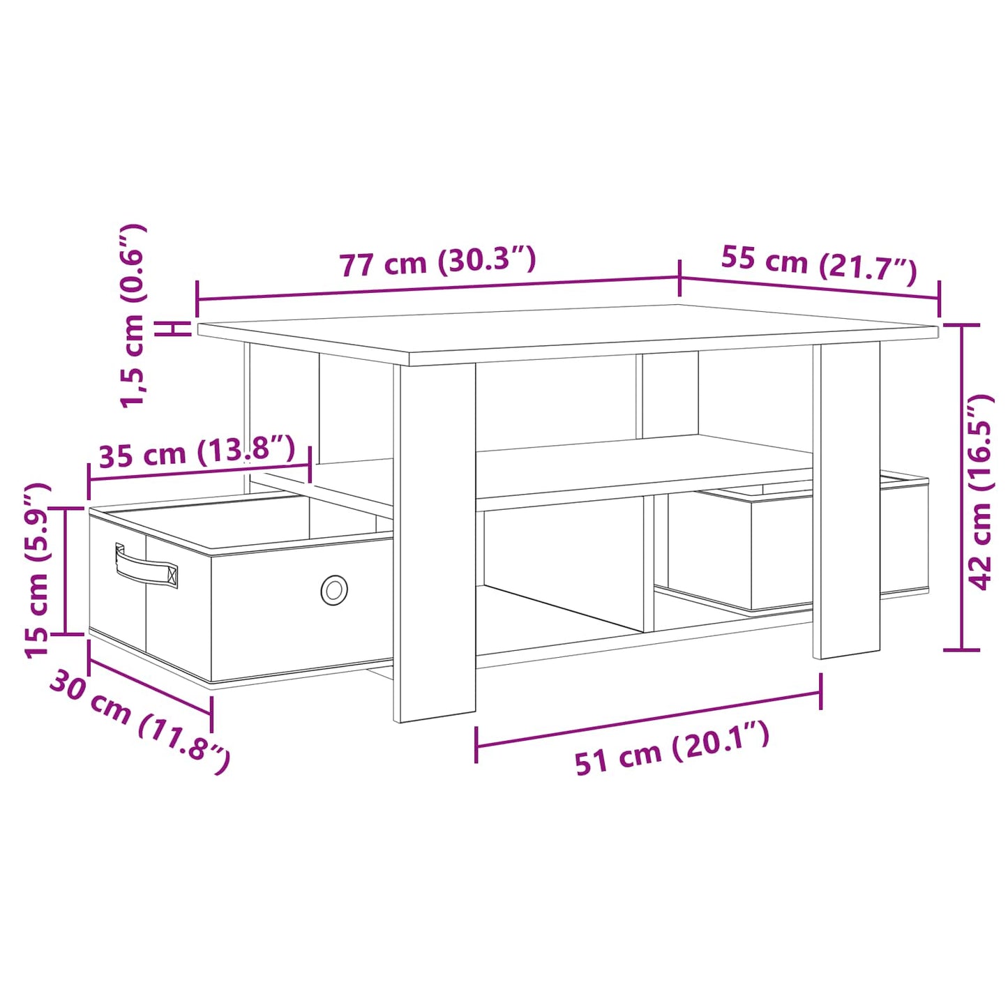 vidaXL Coffee Table Concrete Grey 77 x 55 x 42 cm Engineered Wood