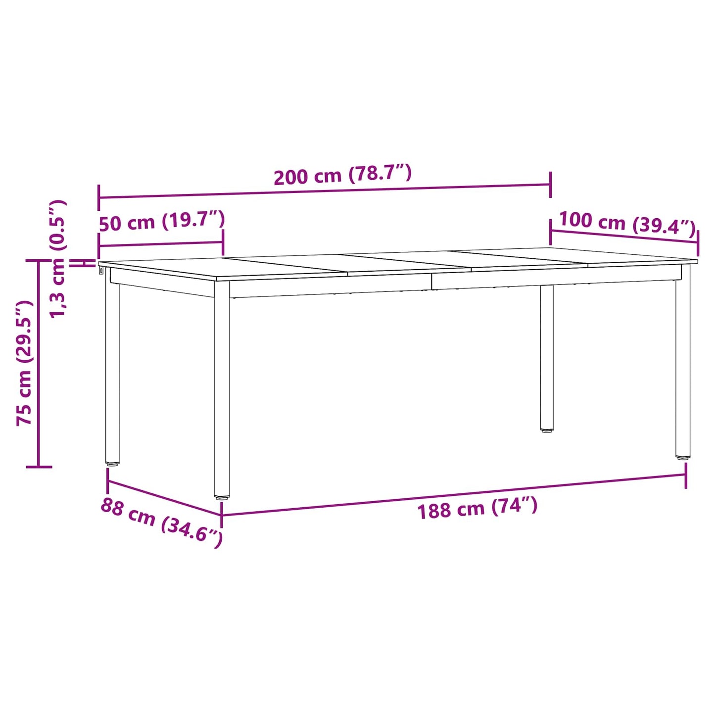 vidaXL Dining Tables 200 x 100 x 75 cm Engineered Wood Rectangular