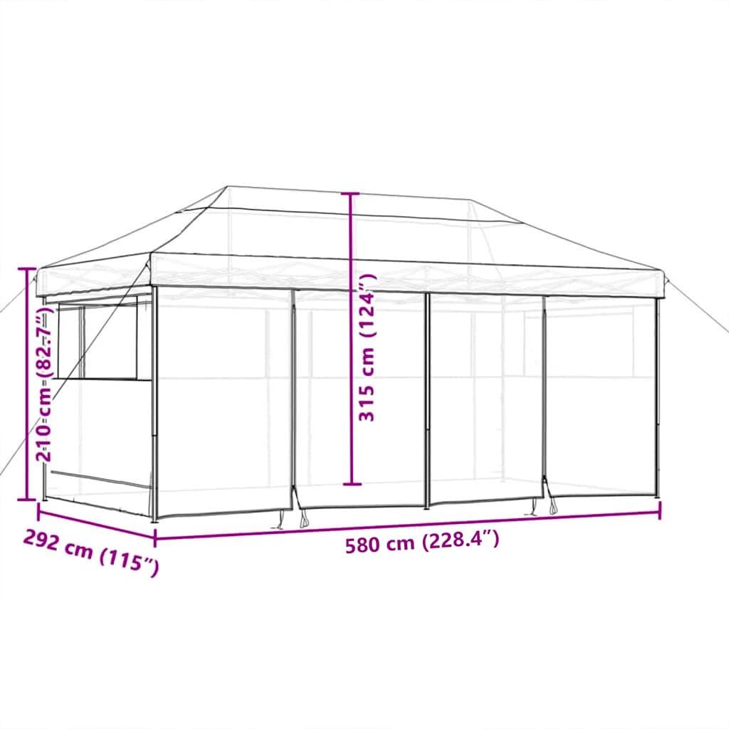 vidaXL Party Tent Pop-up Taupe 580 x 292 x 315 cm Oxford Fabric