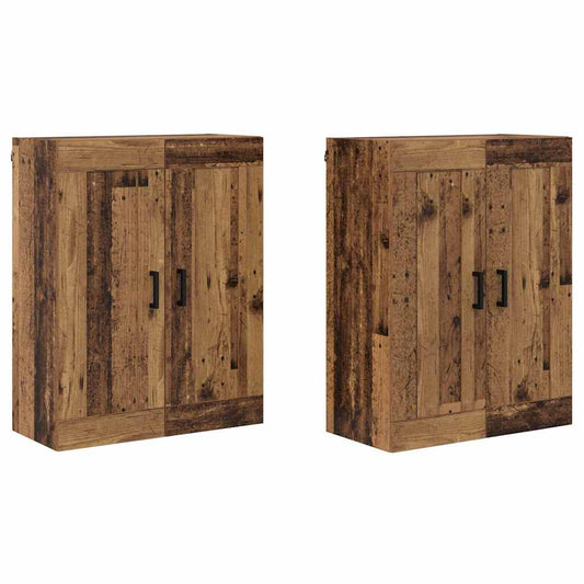 vidaXL Wall-mounted Cabinet 2 pcs Old Wood 69.5 x 34 x 90 cm
