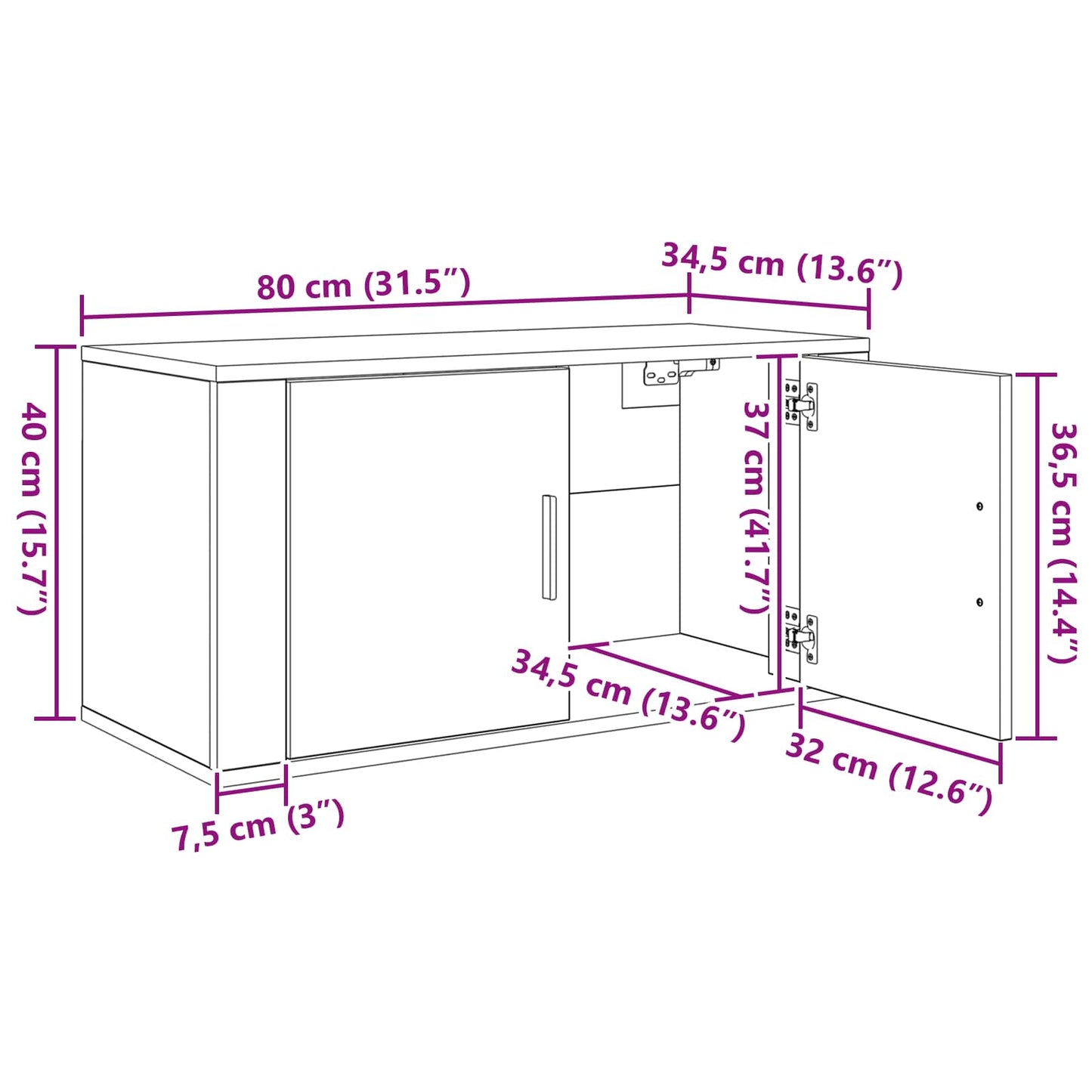 vidaXL Wall-mounted TV Cabinet Set 2 pcs Artisan Oak 80 x 34.5 x 40 cm