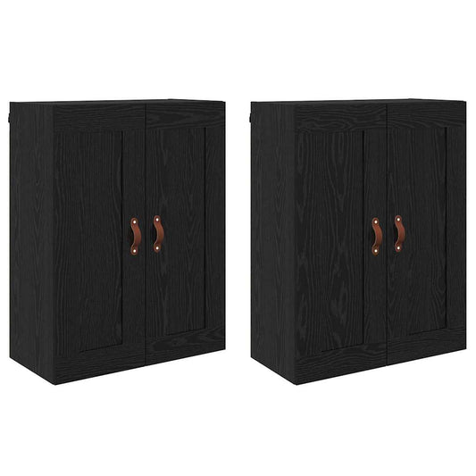 vidaXL Wall-mounted Cabinet 2 pcs Black Oak 69.5 x 34 x 90 cm