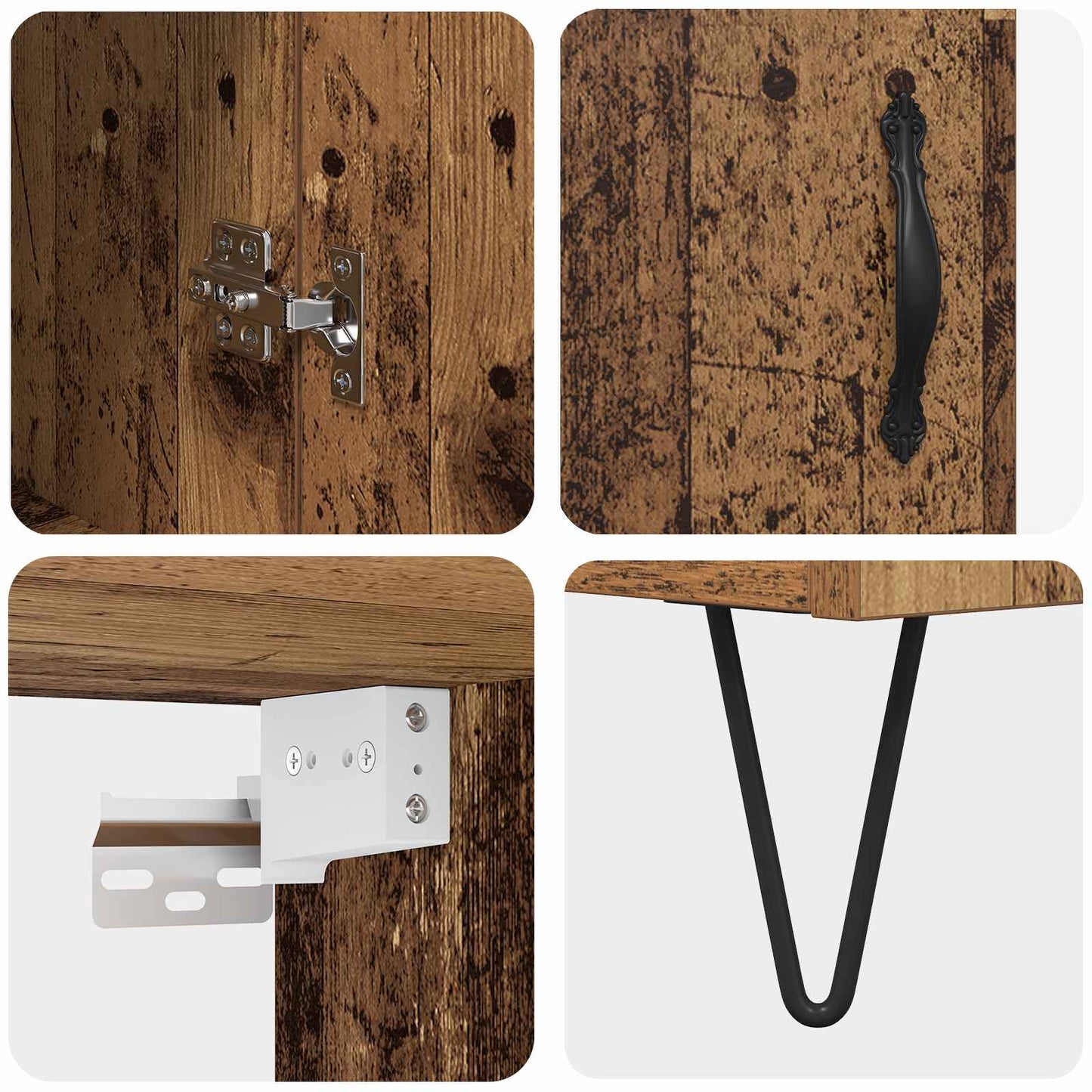 vidaXL Highboard 2 pcs Old Wood Engineered Wood