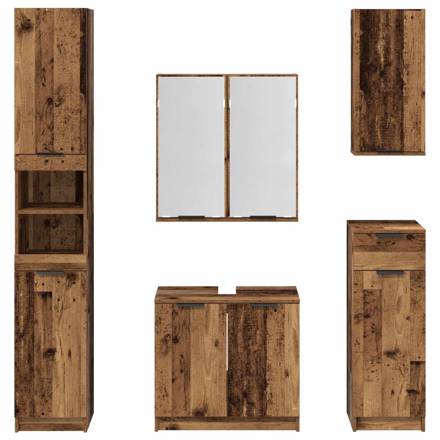 vidaXL Bathroom Furniture Set 5 pcs Old Wood Engineered Wood