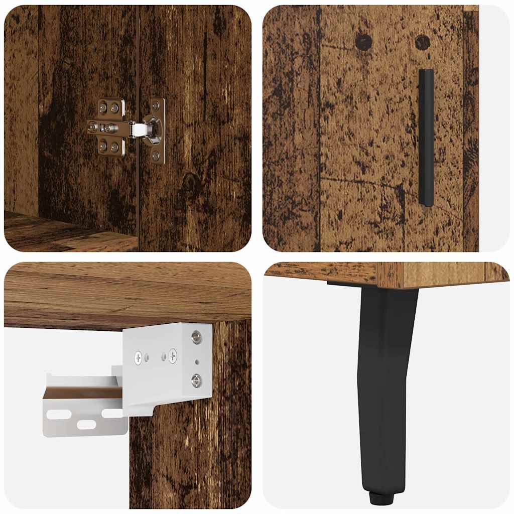 vidaXL Highboard Old Wood 69.5 x 34 x 180 cm Engineered Wood and Glass