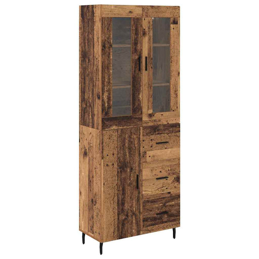 vidaXL Highboard with Drawer 2 pcs Old Wood Engineered Wood