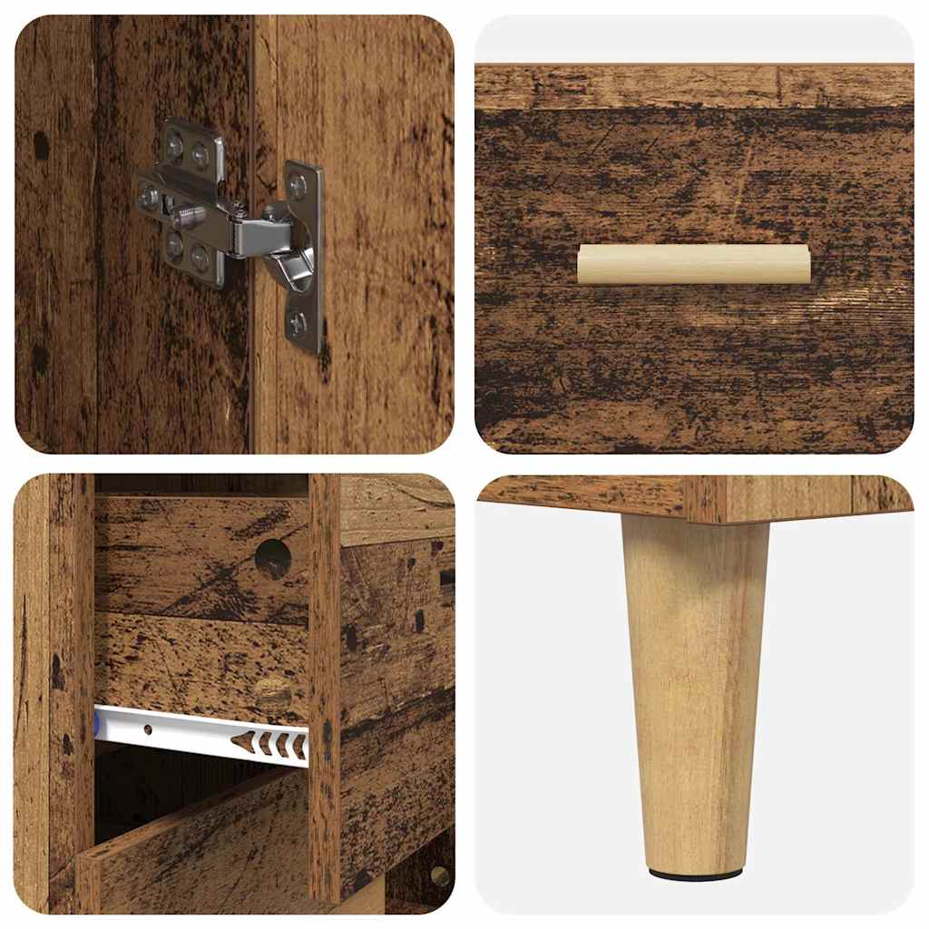 vidaXL Highboard Old Wood 69.5 x 34 x 180 cm Engineered Wood and Glass