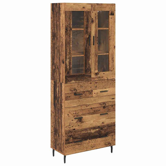 vidaXL Highboard with Drawer 2 pcs Old Wood Engineered Wood