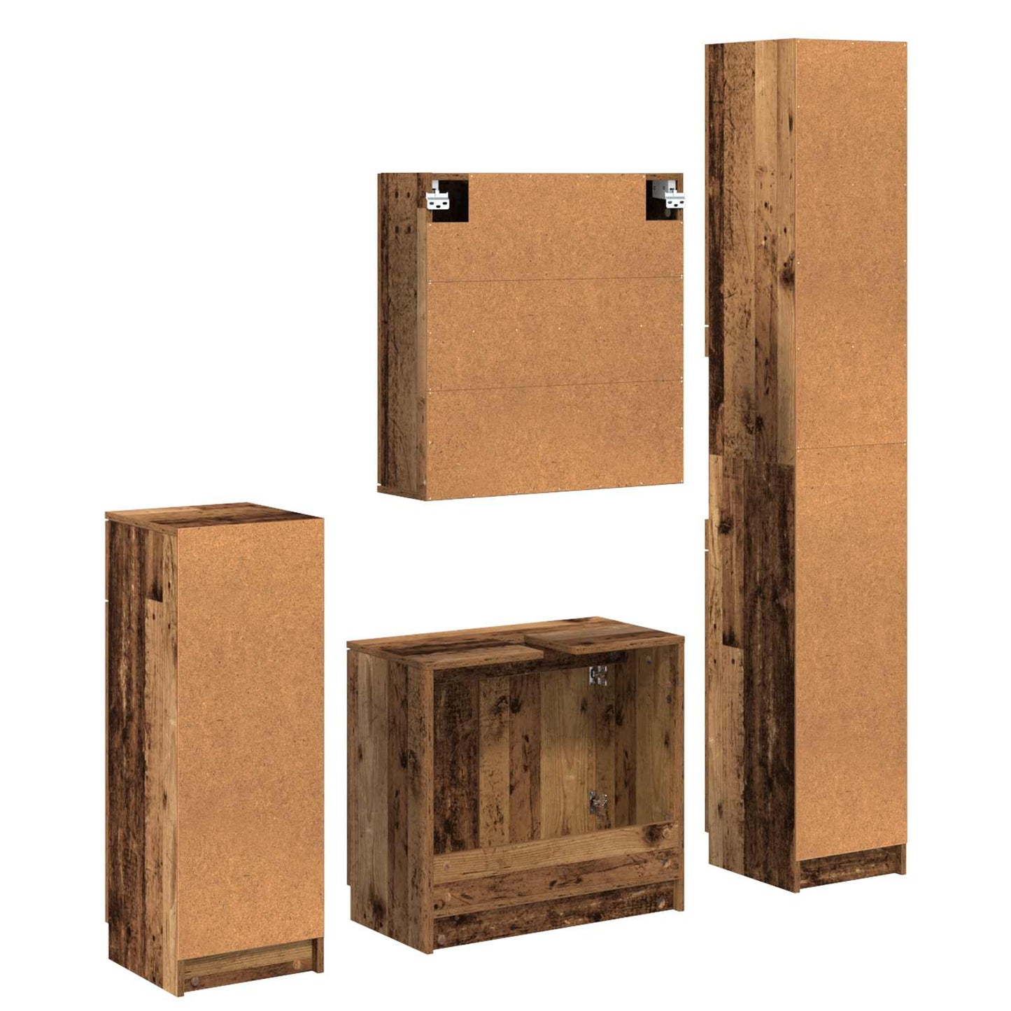 vidaXL Bathroom Furniture Set 4 pcs Old Wood Engineered Wood