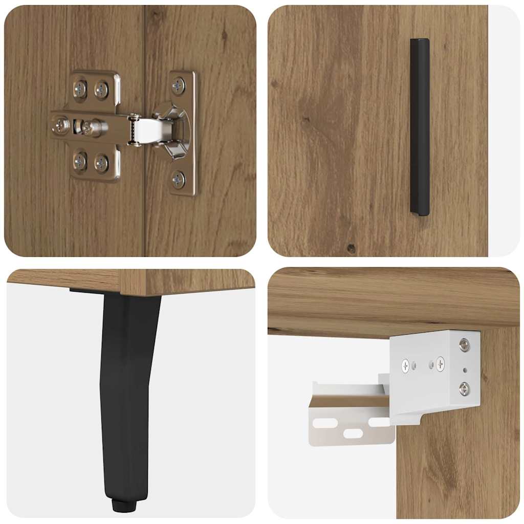 vidaXL Highboard 2 pcs Artisan Oak Engineered Wood and Glass