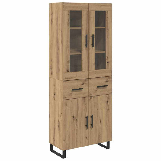 vidaXL Highboard 2 pcs Artisan Oak Engineered Wood and Glass