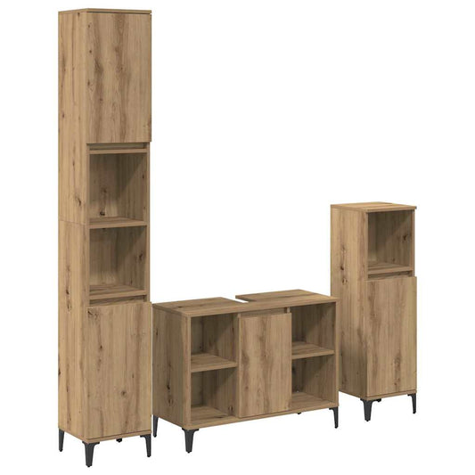 vidaXL Bathroom Furniture Set 3 pcs Artisan Oak Engineered wood