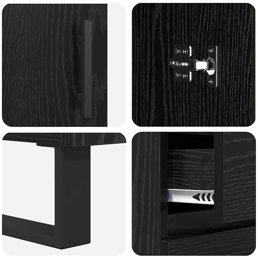 vidaXL Highboard Black Oak 69.5 x 34 x 180 cm Engineered Wood