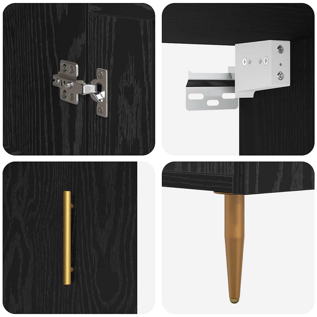 vidaXL Highboard Black Oak 69.5 x 34 x 180 cm Engineered Wood