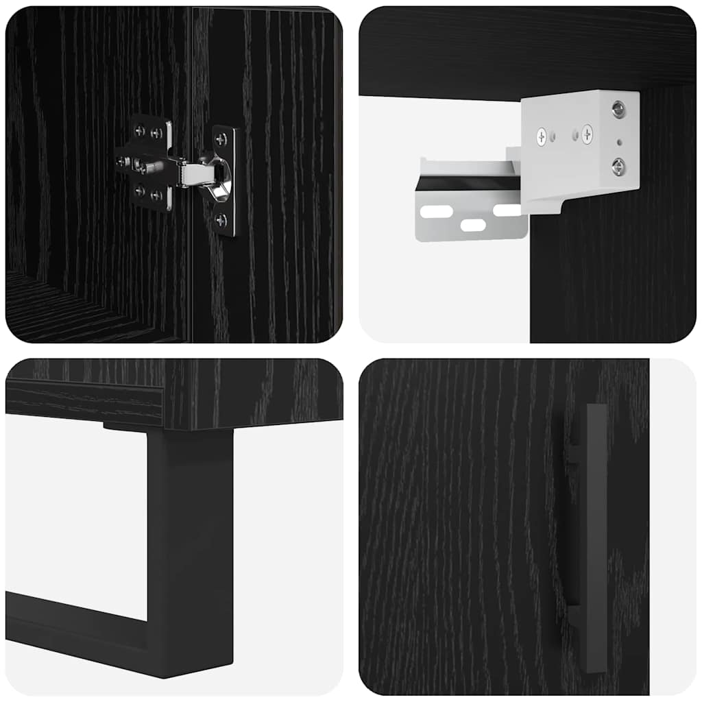 vidaXL Highboard Black Oak 34.5 x 34 x 180 cm Engineered Wood