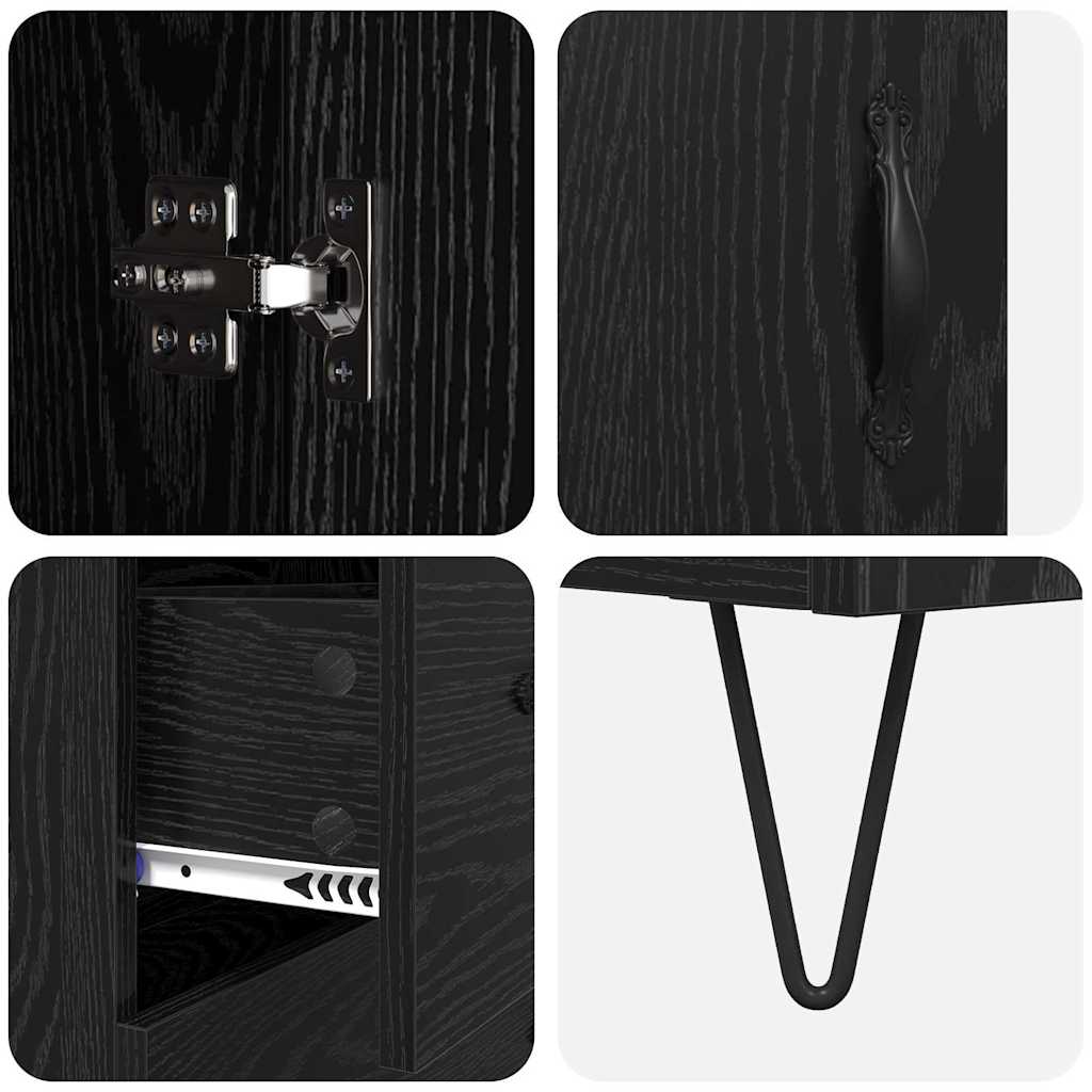 vidaXL Highboard Black Oak 69.5 x 34 x 180 cm Engineered Wood