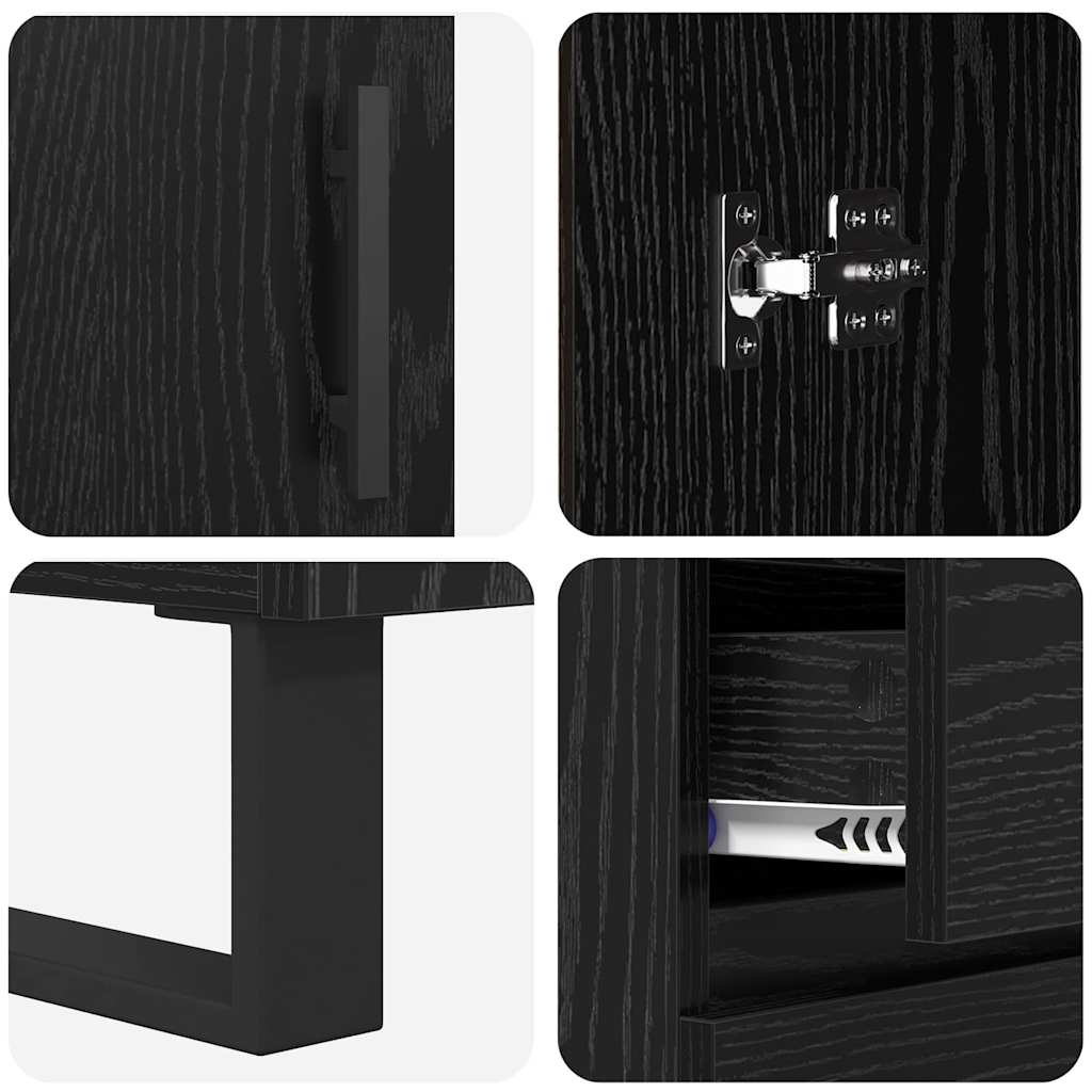 vidaXL Highboard with Drawer 2 pcs Black Oak Engineered Wood