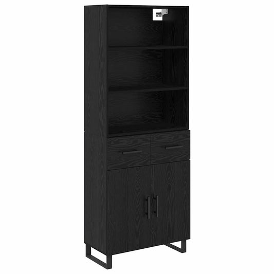 vidaXL Highboard 2 pcs Black Oak 69.5 x 34 x 180 cm Engineered Wood