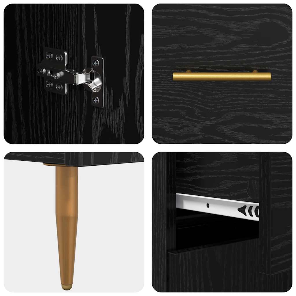vidaXL Highboard Black Oak 69.5 x 34 x 180 cm Engineered Wood