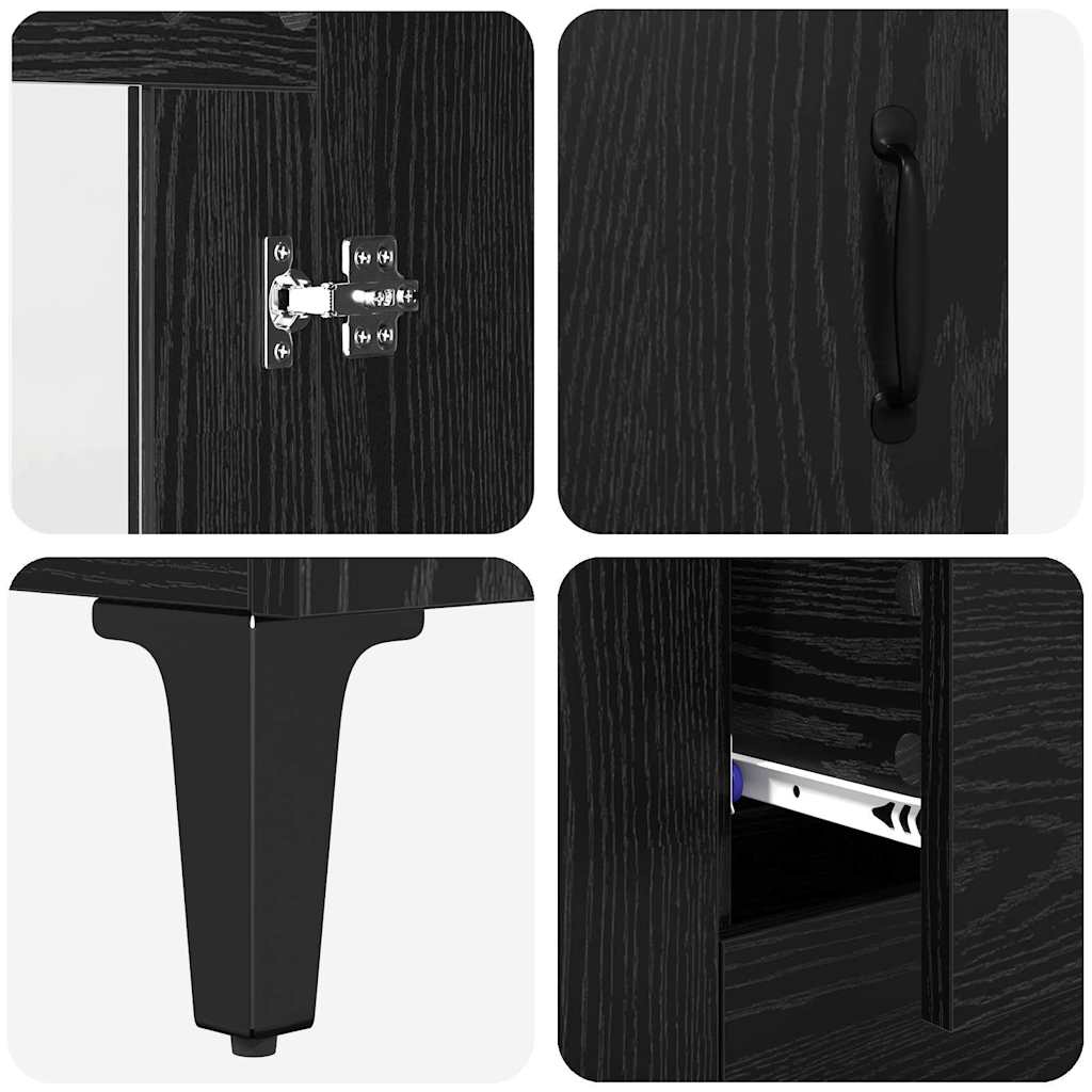 vidaXL Highboard Black Oak 69.5 x 34 x 180 cm Engineered Wood