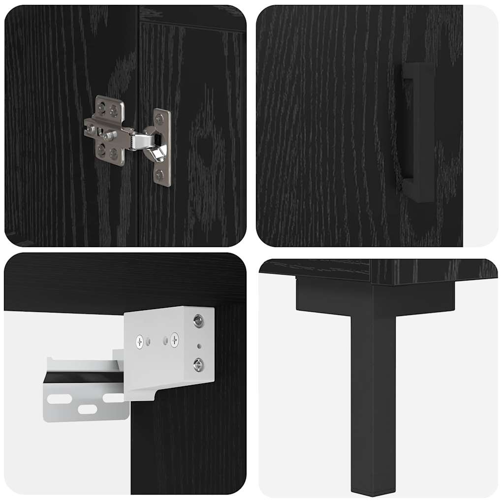 vidaXL Highboard Black Oak 69.5 x 34 x 180 cm Engineered Wood