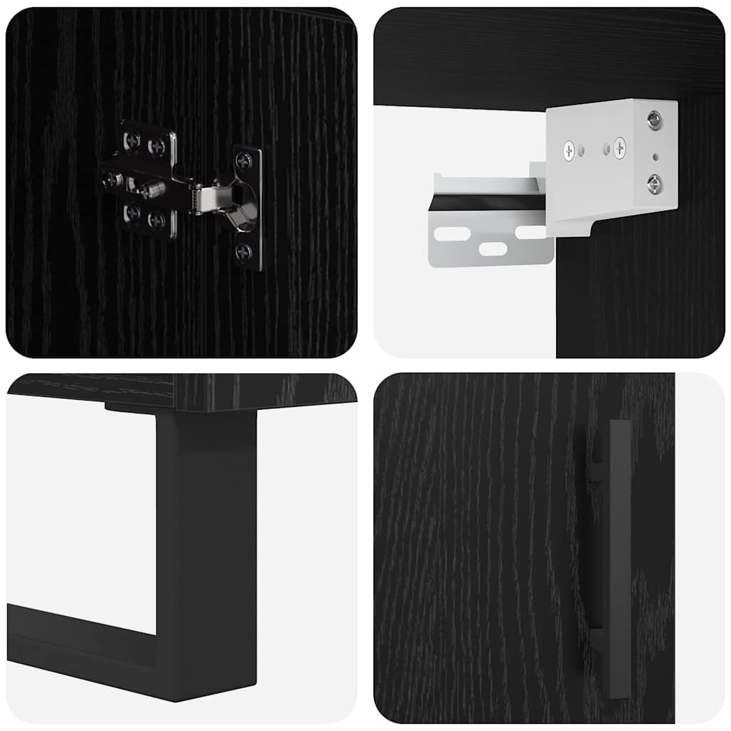 vidaXL Highboard 2 pcs Black Oak Engineered Wood and Glass