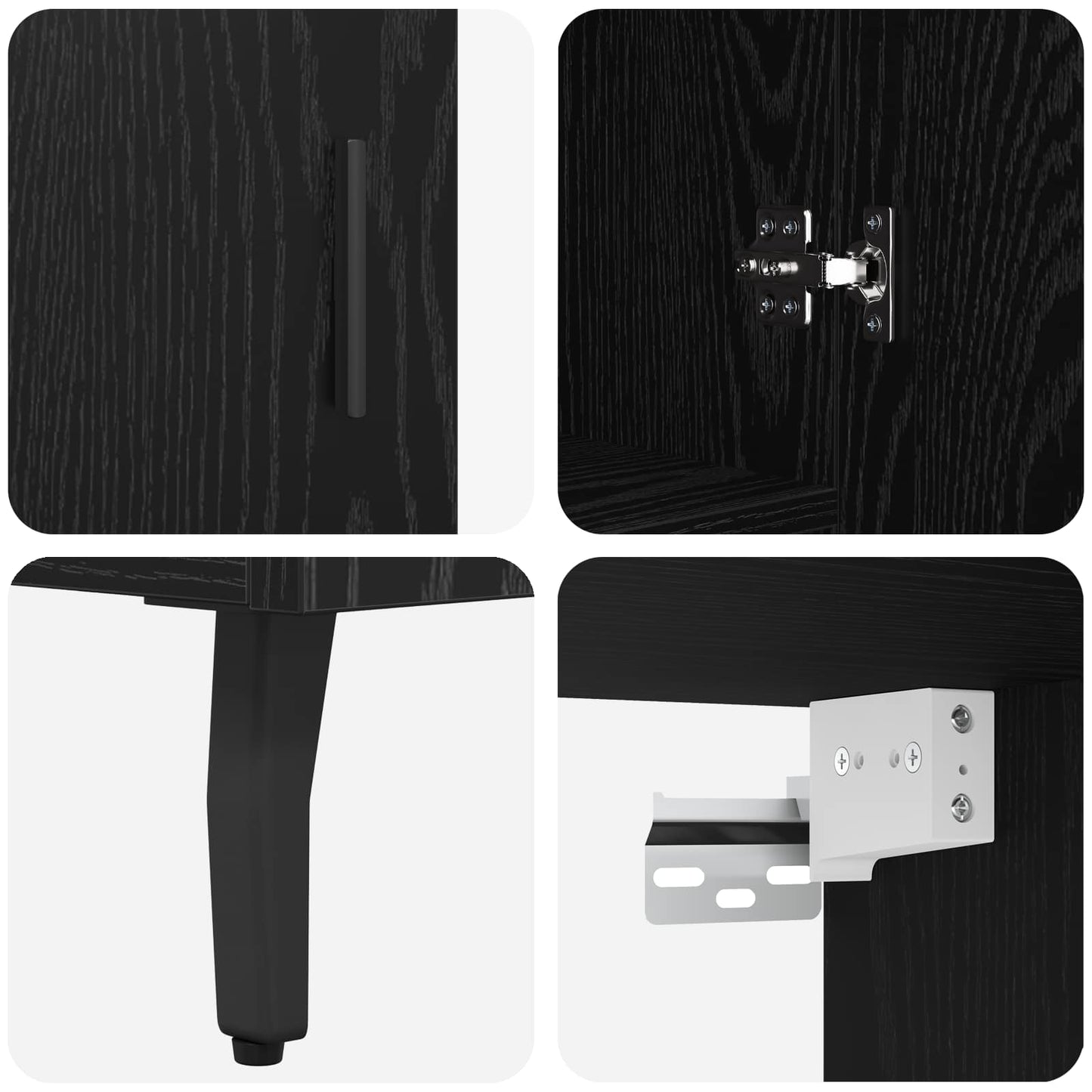 vidaXL Highboard 2 pcs Black oak Engineered Wood and Glass