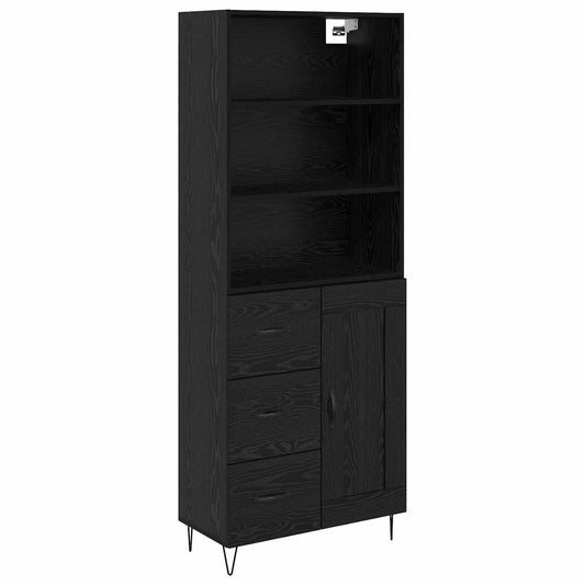 vidaXL Highboard with Drawer 2 pcs Black Oak Engineered Wood