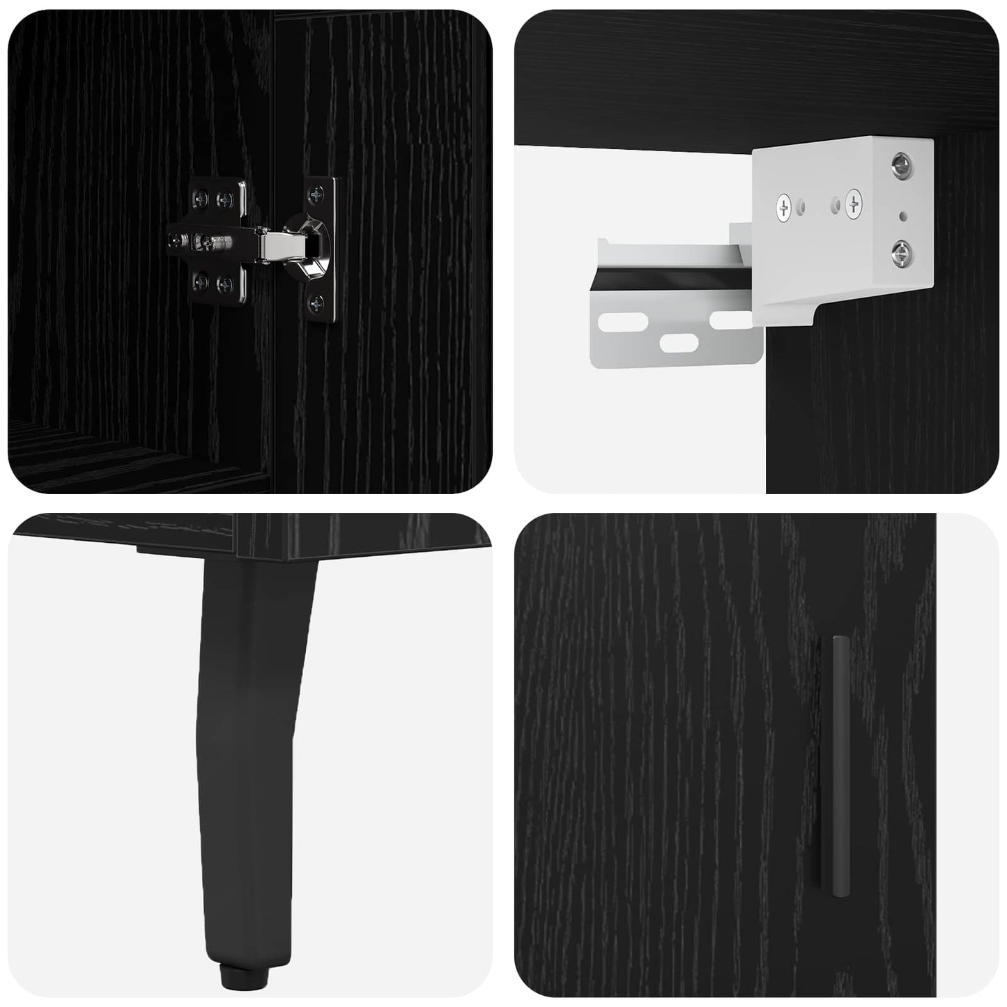 vidaXL Highboard 2 pcs Black oak Engineered Wood and Glass