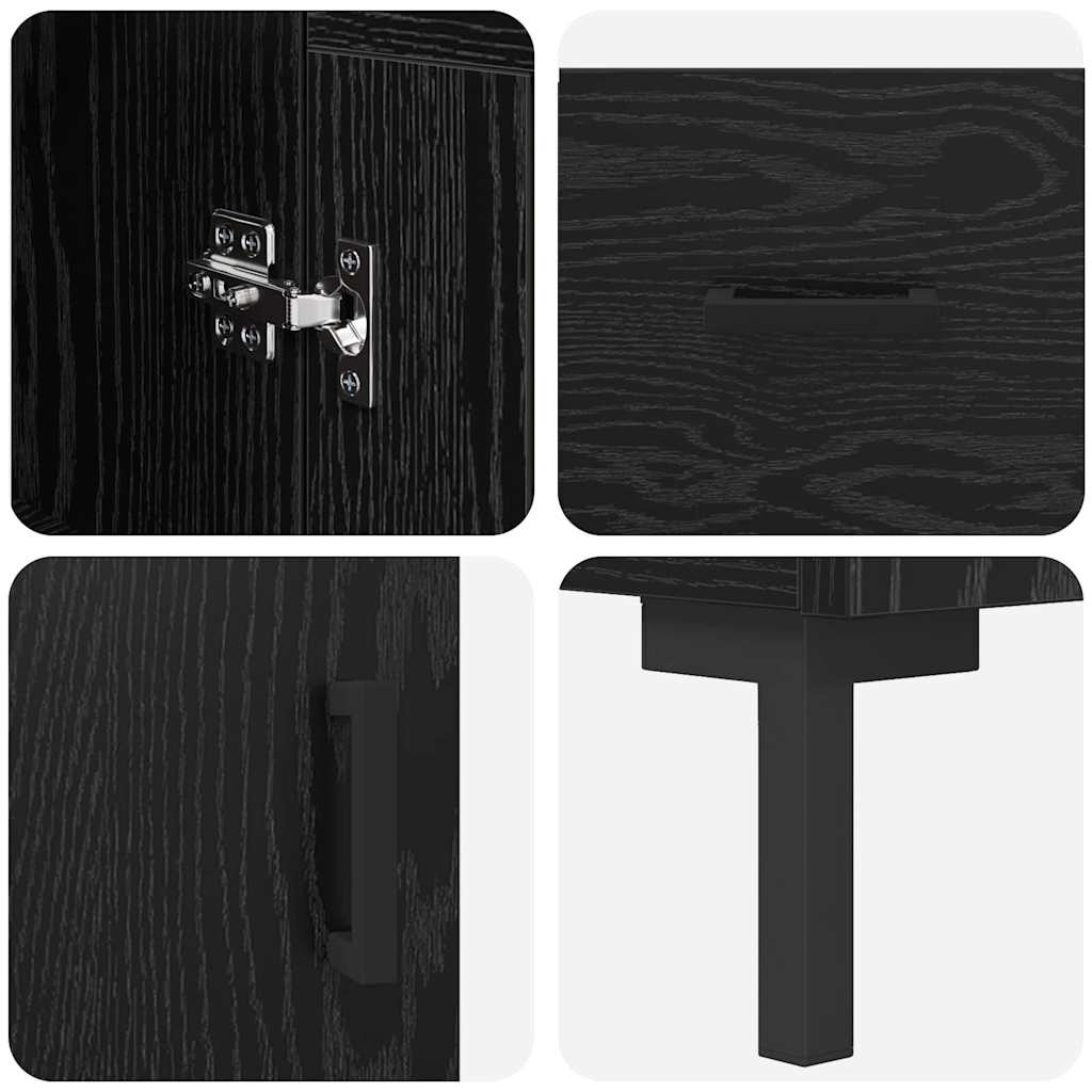 vidaXL Highboard Black Oak 34.5 x 34 x 180 cm Engineered Wood